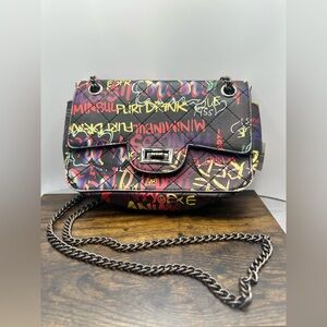 Bam Forever Quilted Graffiti Crossbody Bag - Gunmetal Chain - Street Art Print